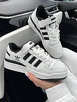 Кроссовки Adidas Forum Low White Black Logo мужские белые повседневные кеды весна осень молодежные