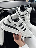 Кросівки Adidas Forum Low White Black Logo чоловічі білі повсякденні кеди весна осінь молодіжні, фото 3