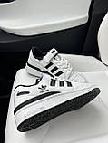 Кросівки Adidas Forum Low White Black Logo чоловічі білі повсякденні кеди весна осінь молодіжні, фото 7