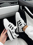 Кросівки Adidas Forum Low White Black Logo чоловічі білі повсякденні кеди весна осінь молодіжні, фото 5