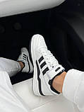 Кросівки Adidas Forum Low White Black Logo чоловічі білі повсякденні кеди весна осінь молодіжні, фото 8
