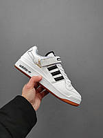 Кроссовки Adidas Forum Low Refined White Black мужские белые повседневные кеды весна осень молодежные