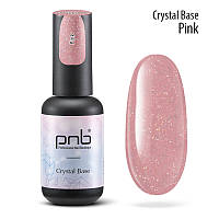 PNB UV/LED Crystal Base Pink - блестящая база, светоотражающая, розовая, 8 мл