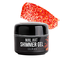 Гель для дизайна NUB Shimmer Gel № 09 (красный, голографический, микс блесток и конфетти), 5 мл