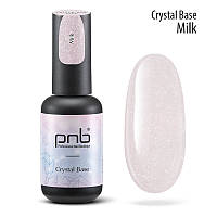 PNB UV/LED Crystal Base Milk - блестящая база, светоотражающая, молочная, 8 мл