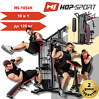Силовая фитнес станция Hop-Sport HS-1054K с партой Скотта, 72 кг стек, боксерская груша,лава, брусья до 120 кг