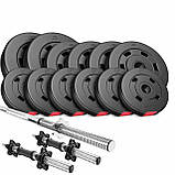 Набір Hop-Sport Premium 38 кг з лавою HS-1010 Pro, штангою та гантелями, фото 3