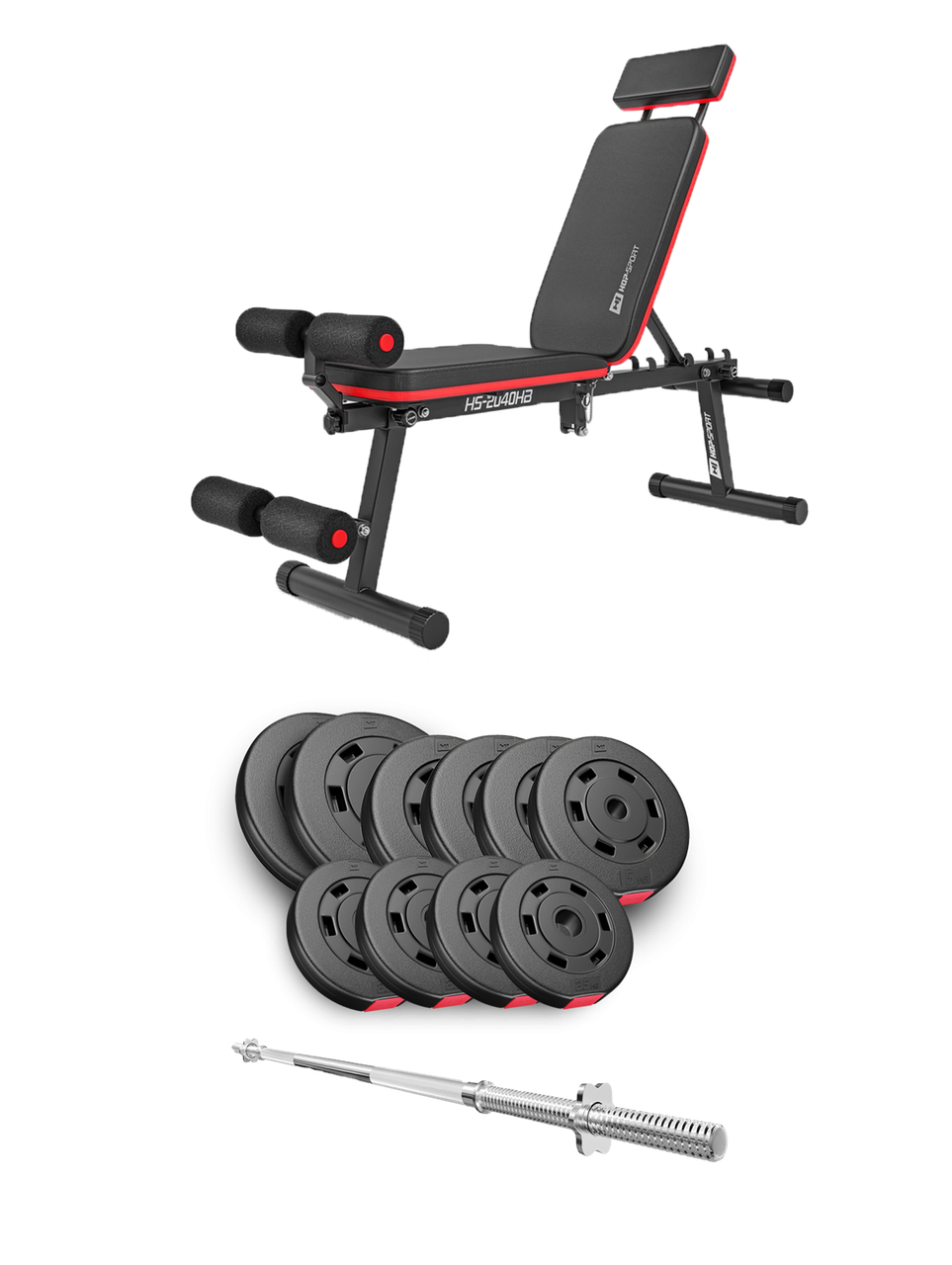 Набір Hop-Sport Premium 59 кг з лавою HS-2040 HB та штангою, фото 1