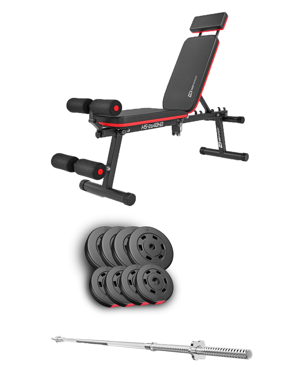 Набір Hop-Sport Premium 39 кг з лавою HS-2040 HB та штангою, фото 1