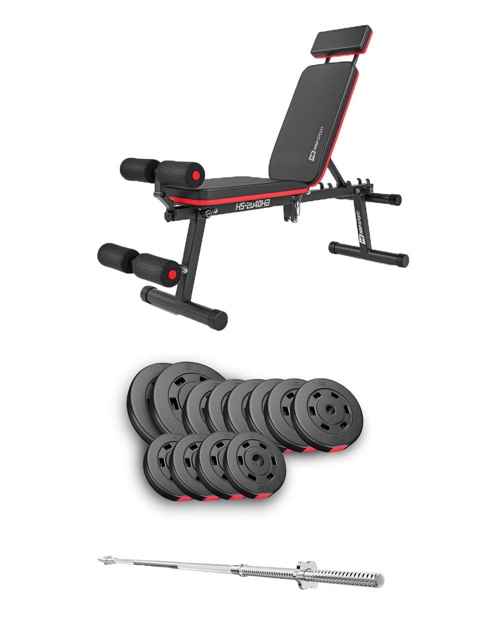 Набір Hop-Sport Premium 69 кг з лавою HS-2040 HB та штангою, фото 1