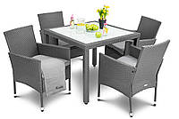 Комплект садовой мебели diVolio VERONA 4+1 Серый на дачу со столом четырьмя креслами для сада для кафе