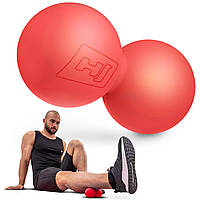 Дуобол двойной массажный мяч, сдвоенный арахис для самосада DuoBall, арахис 63 мм Hop-Sport HS-S063DMB красный