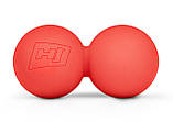 Силіконовий масажний подвійний м'яч 63 мм Hop-Sport HS-S063DMB червоний, фото 2
