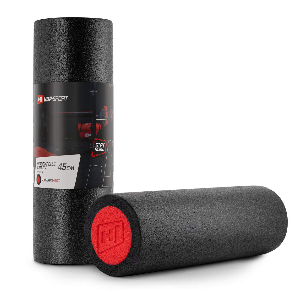 Масажний ролик (валик, роллер) Hop-Sport EPE 45см чорно-червоний, фото 1