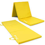 Мат гімнастичний Hop-Sport HS-064FM 4см твердий жовтий, фото 6