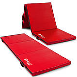 Мат гімнастичний Hop-Sport HS-065FM твердий з липучкою 5см червоний, фото 8