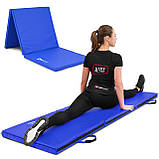 Мат гімнастичний Hop-Sport HS-065FM середньо-твердий з липучкою 5см синій, фото 2