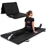 Мат гімнастичний Hop-Sport HS-095FM твердий з липучкою 5см чорний, фото 2