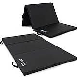 Мат гімнастичний Hop-Sport HS-095FM твердий з липучкою 5см чорний, фото 6