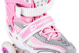 Роликові ковзани 3в1 Hop-Sport HS-8101 Speed M (розмір) рожеві, фото 4