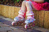 Роликові ковзани 3в1 Hop-Sport HS-8101 Speed M (розмір) рожеві, фото 9