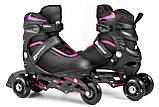Роликові ковзани 3в1 Hop-Sport HS-903 Motion S (розмір) Чорно-рожеві, фото 3