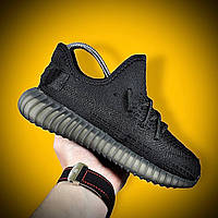 Мужские кроссовки Adidas Yeezy Boost 350 All Black Адидас Изи Буст 350 чёрные сетка текстиль легкие для спорта
