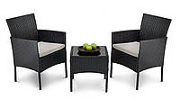 Комплект мебели из ротанга садовый (2 кресла, столик, подушки) di Volio Siena черная