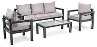 Комплект мебели для сада (диванчик, 2 кресла, столик, подушки) di Volio Brescia 3 Серый/Светло-серый