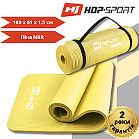 Мат для фитнеса и йоги пена NBR Hop-Sport HS-N015GM 1,5 см желтый