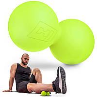 Дуобол двойной массажный мяч, сдвоенный арахис для самосада DuoBall, арах 63 мм Hop-Sport HS-S063DMB салатовый