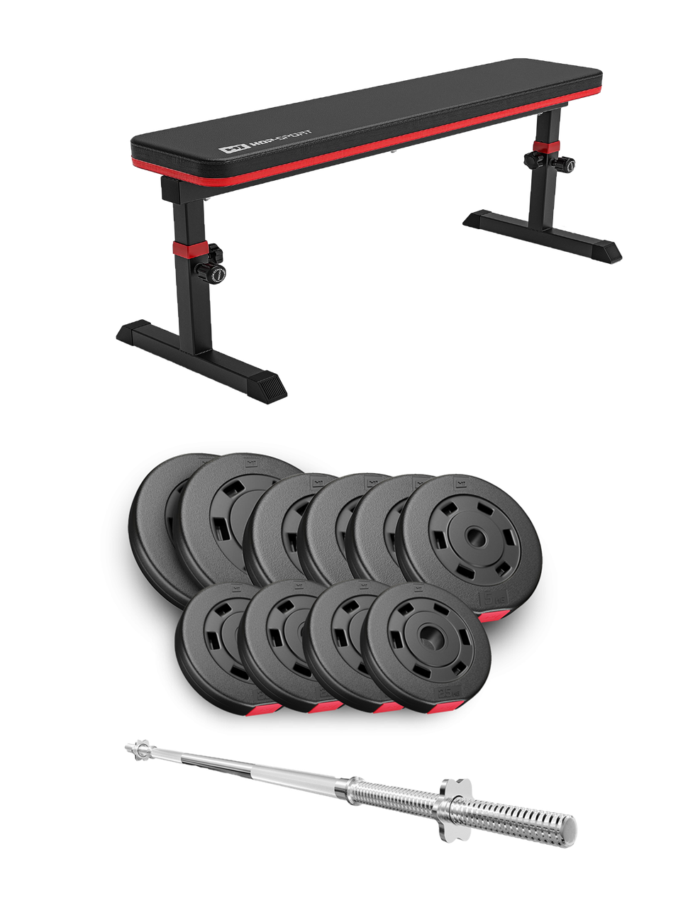 Набір Hop-Sport Premium 59 кг з лавою HS-1025 Pro та штангою, фото 1