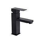 Набір кранів 3 в 1 кубічних чорних Kroner у ванну і змішувач для кухонної мийки Г-подібний, фото 8