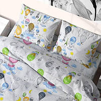Детский комплект постельного белья Бязь голд люкс Белый с воздушными шарами Полуторный размер 150х220