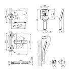 Набір кранів 3 в 1 кубічних чорних Kroner у ванну і змішувач для кухонної мийки Г-подібний, фото 3