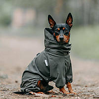 Комбінезон для собак Travis Khaki, дощовик водостійкий з мембранної тканини, блискавка на спинці