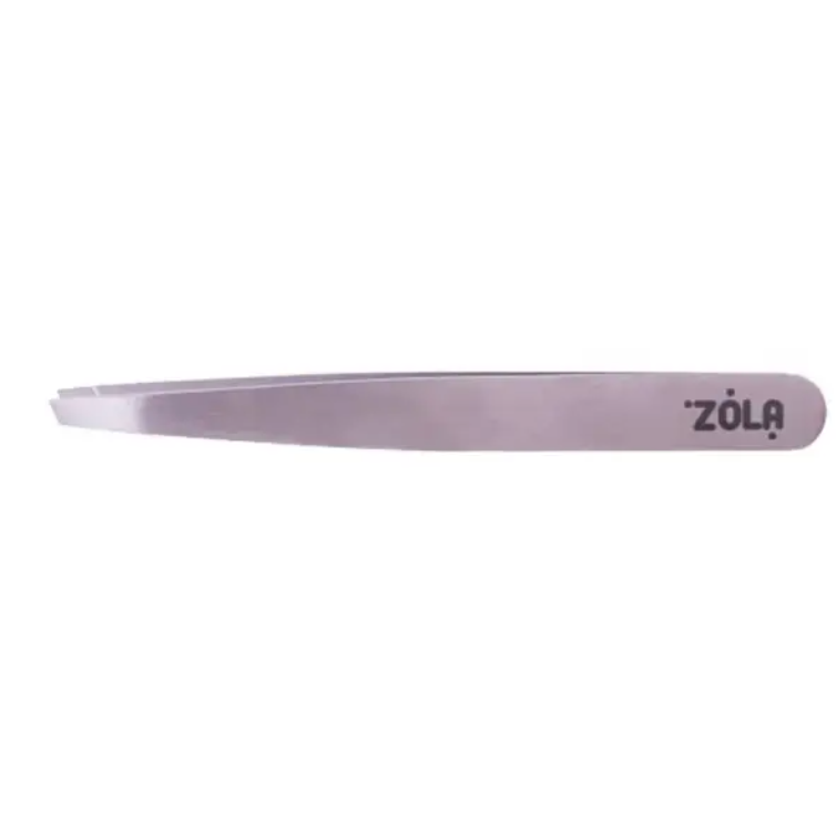 Пінцет професійний  для брів ZOLA, скошений, срібний