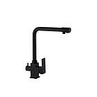 Набір кранів 3 в 1 кубічних чорних Kroner у ванну і змішувач для кухонної мийки Г-подібний, фото 5