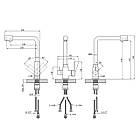 Набір кранів 3 в 1 кубічних чорних Kroner у ванну і змішувач для кухонної мийки Г-подібний, фото 6