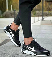 Черно - белые мужские очень удобные кроссовки Nike, мужские черно - белые стильные кроссовки Nike весна - лето