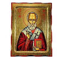 Писаная икона Святой Николай Чудотворец 22,5 Х 28 см
