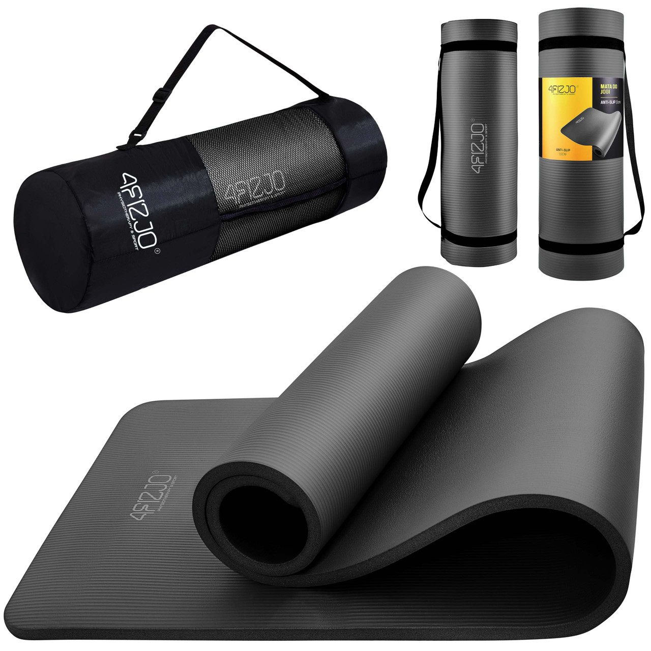Килимок (мат) спортивний 4FIZJO NBR 1 см для йоги та фітнесу 4FJ0015 Black