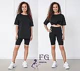 Трикотажний літній жіночий костюм чорного, бежевого та оливкового кольору, фото 3