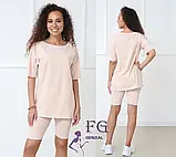 Трикотажний літній жіночий костюм чорного, бежевого та оливкового кольору, фото 2