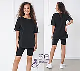 Трикотажний літній жіночий костюм чорного, бежевого та оливкового кольору, фото 6