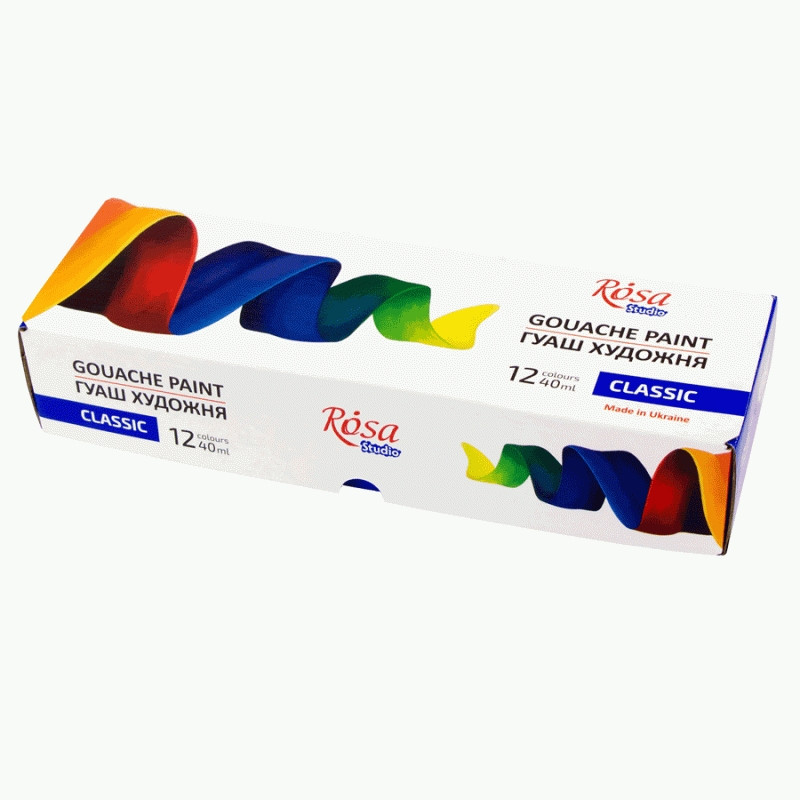 Набір гуашевих фарб Classic 12 кольорів по 40 мл Rosa Studio, 221550, фото 1