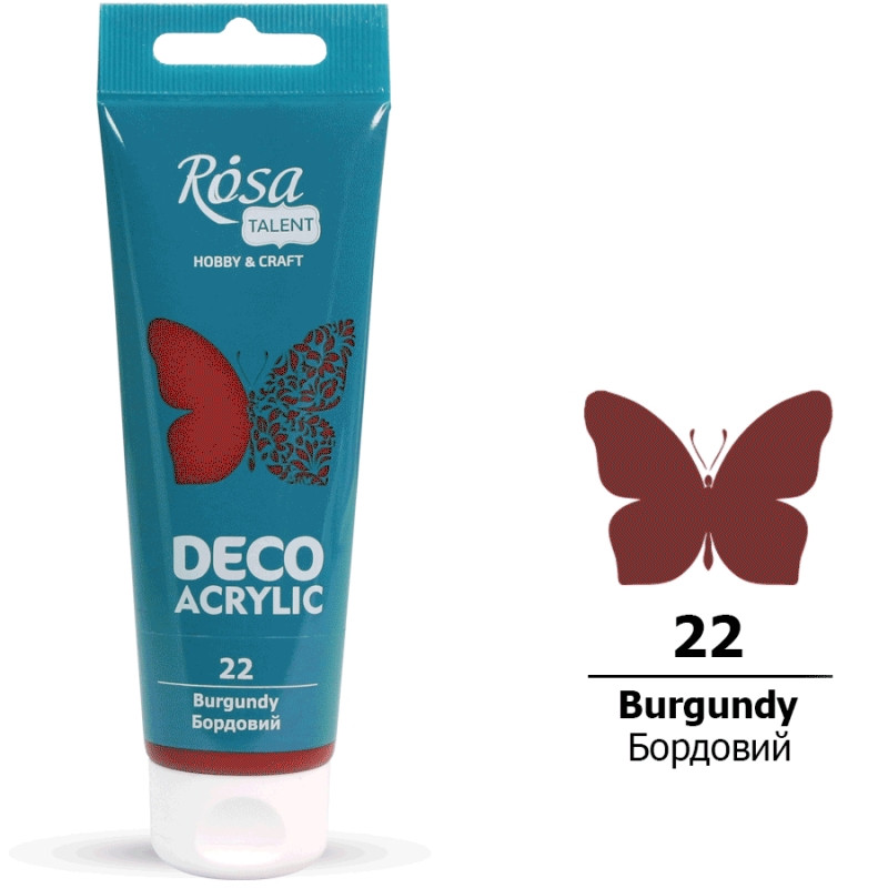 Акрил для декору бордовий матовий 75 мл Rosa Talent, 322222, фото 1