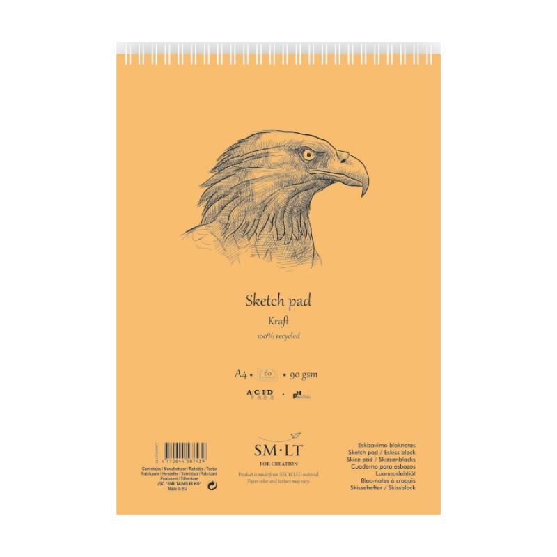 Альбом для ескізів А4 Authentic Smiltainis крафт папір 60 аркушів 90 гм2, 587439, фото 1