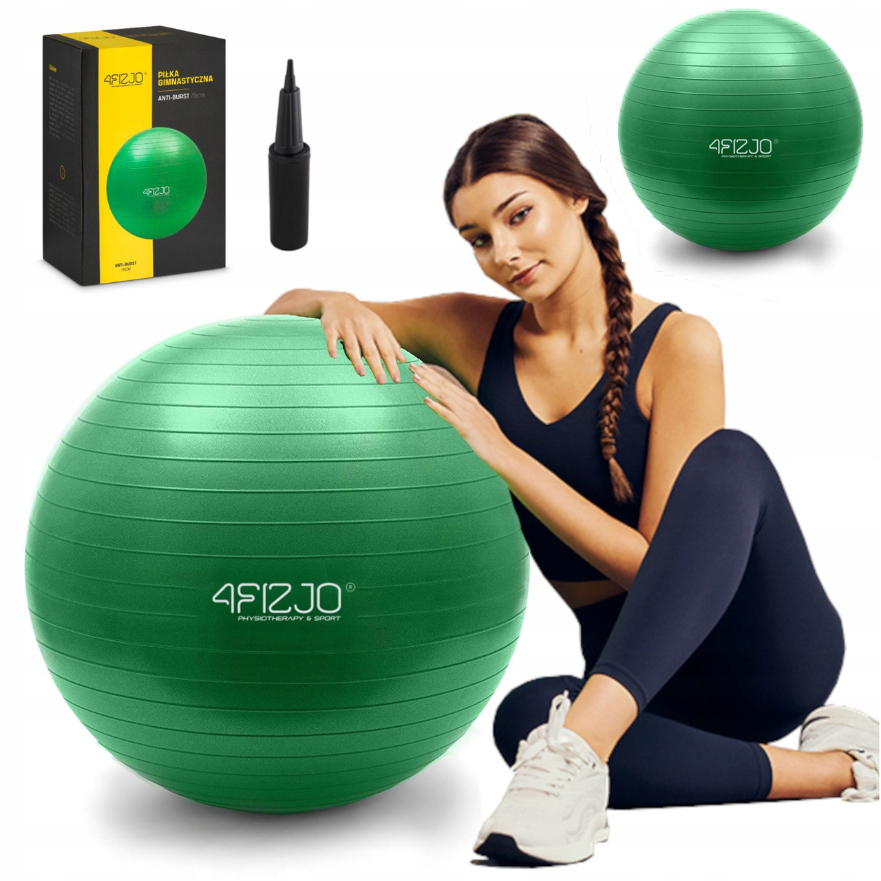 М'яч для фітнесу (фітбол) 4FIZJO 75 см Anti-Burst 4FJ0029 Green