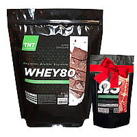 2 кг Сывороточный протеин 80% белка для роста мышц + омега 3 в подарок кофейный крем
